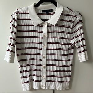 90s Striped Knit Polo Shirt Size Small